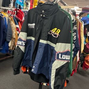 Jimmie Johnson Lowes Racing Champions Jacket Black Blue NASCAR Rare SZ Small